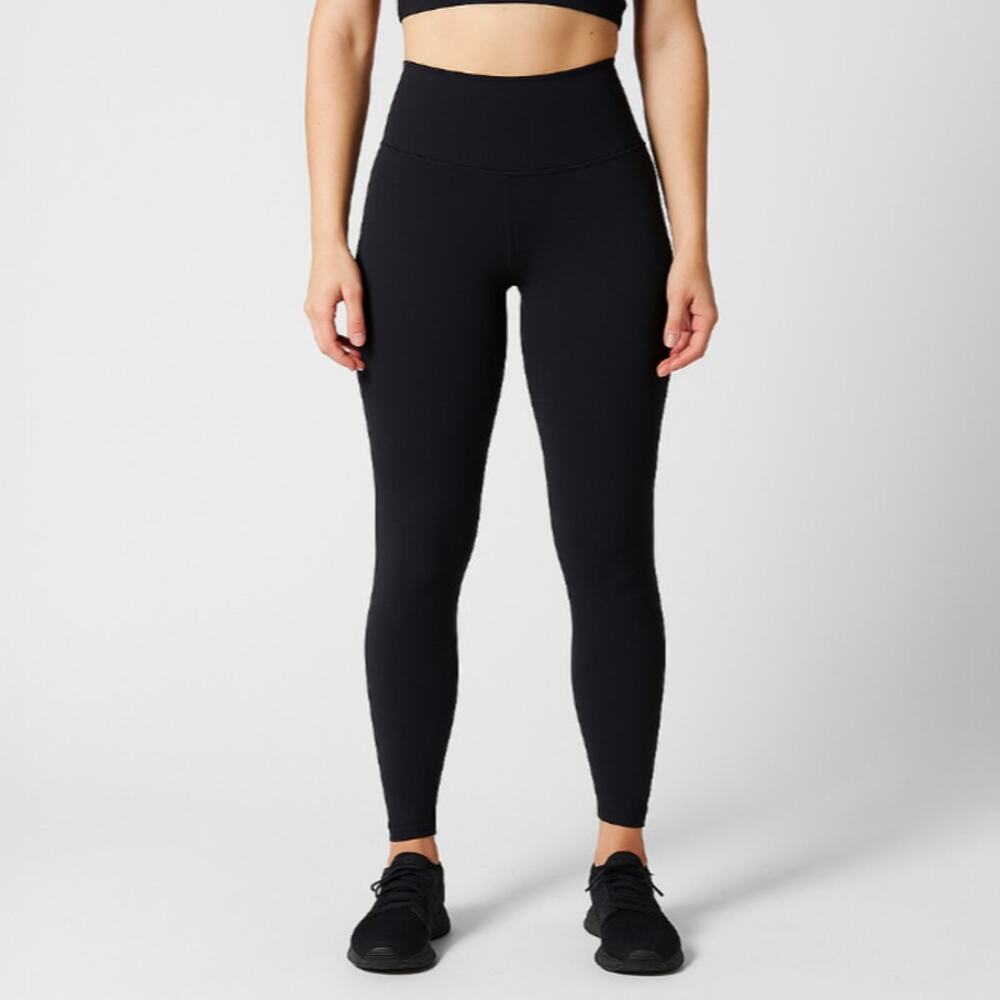 A296 • Black Ribbed High Waisted Performance Leggings